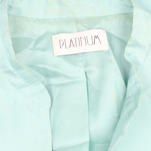 Platinum Womens Green Silk Lined Open Front Blazer Size 16