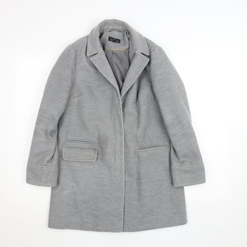 Topshop Petite Grey Wool Blend Overcoat Women UK 6 Classic Style