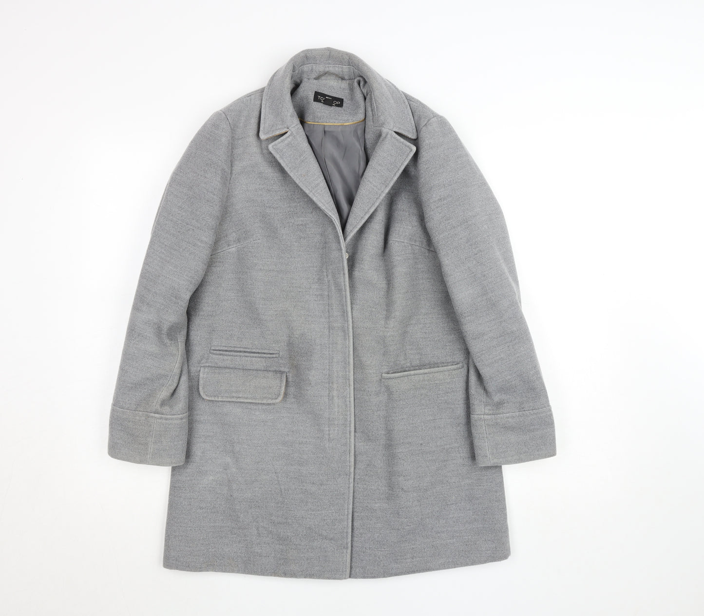 Topshop Petite Grey Wool Blend Overcoat Women UK 6 Classic Style