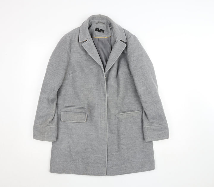 Topshop Petite Grey Wool Blend Overcoat Women UK 6 Classic Style