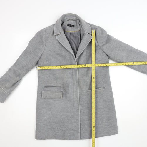 Topshop Petite Grey Wool Blend Overcoat Women UK 6 Classic Style