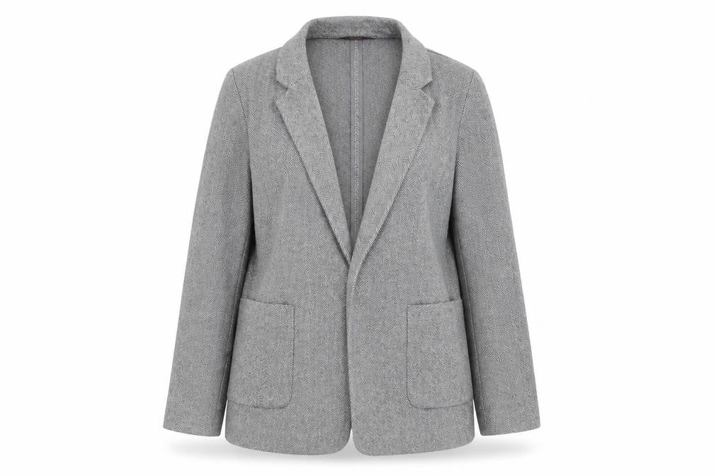 Front view of Next Women's Grey Herringbone Tailoring Blazer, size 10