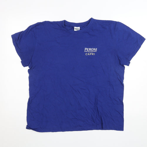 Peroni Blue Unisex Adults L Basic Cotton Short Sleeve T-Shirt