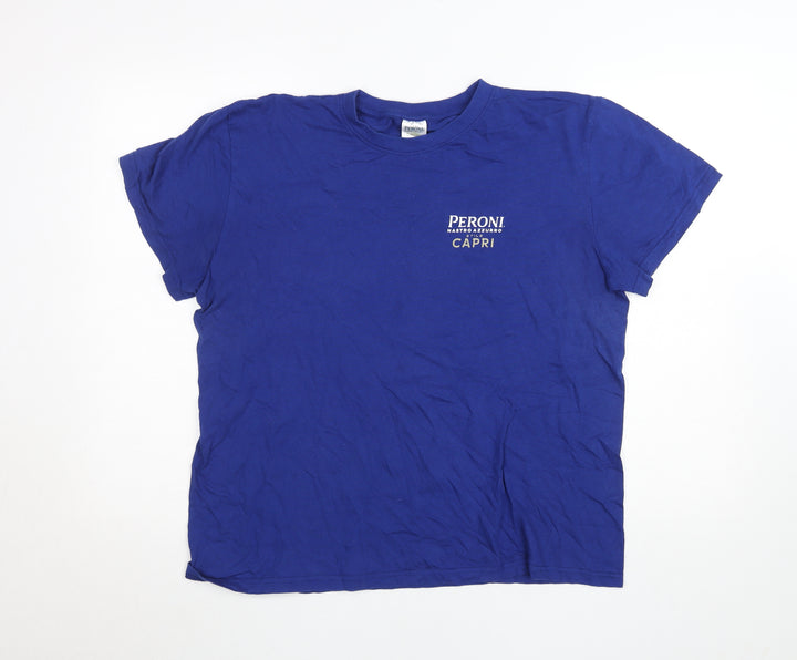 Peroni Blue Unisex Adults L Basic Cotton Short Sleeve T-Shirt