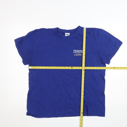 Peroni Blue Unisex Adults L Basic Cotton Short Sleeve T-Shirt