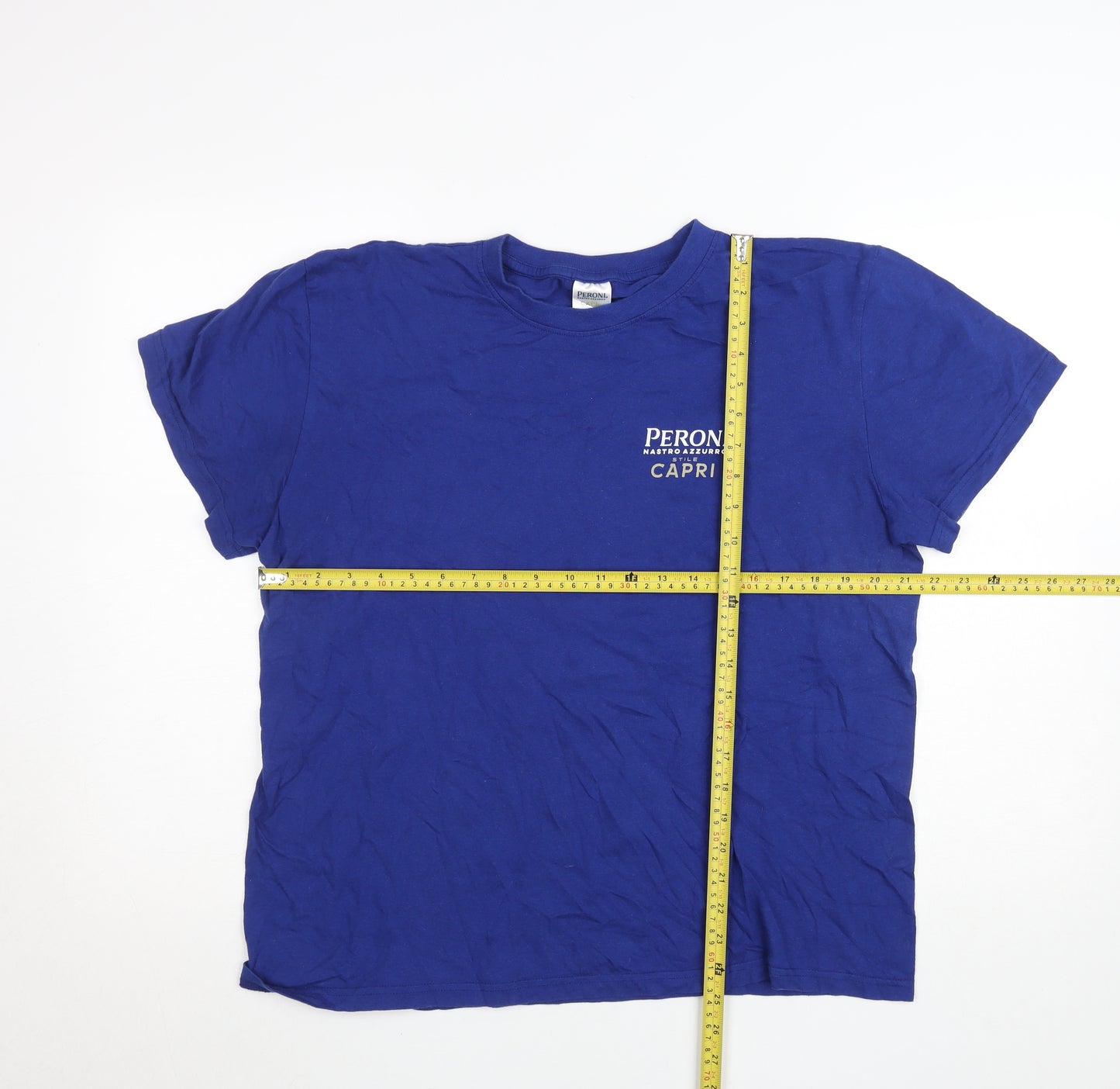 Peroni Blue Unisex Adults L Basic Cotton Short Sleeve T-Shirt