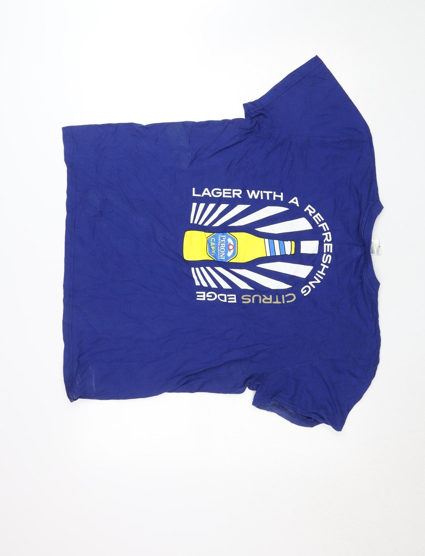 Peroni Blue Unisex Adults L Basic Cotton Short Sleeve T-Shirt