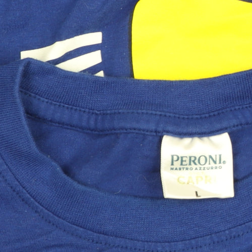 Peroni Blue Unisex Adults L Basic Cotton Short Sleeve T-Shirt