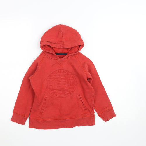 Okaïdi Boys Red Pullover Hoodie 8Y 128cm Cotton Blend Hero Design