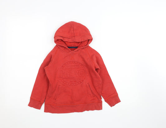 Okaïdi Boys Red Pullover Hoodie 8Y 128cm Cotton Blend Hero Design