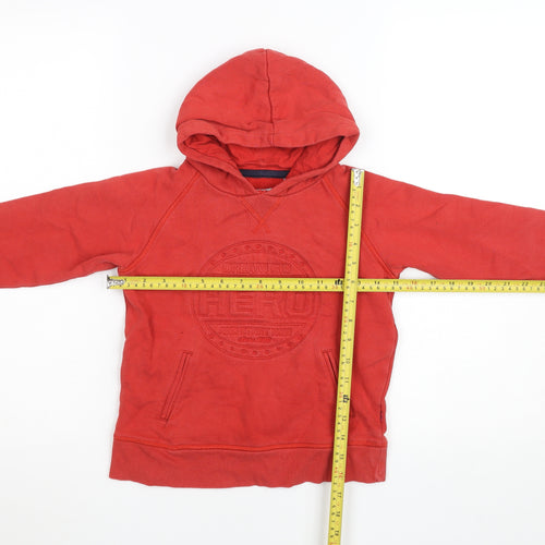 Okaïdi Boys Red Pullover Hoodie 8Y 128cm Cotton Blend Hero Design