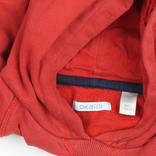 Okaïdi Boys Red Pullover Hoodie 8Y 128cm Cotton Blend Hero Design