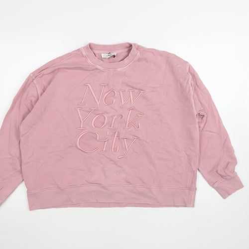 Marks and Spencer Women Pink Large New York City Cotton Sweatshirt