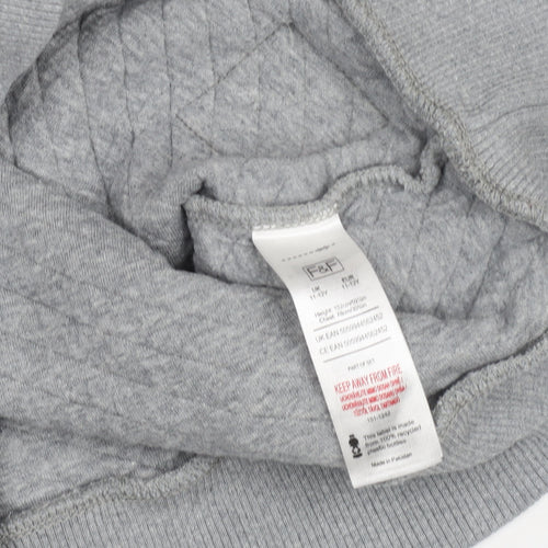 F&F Boys Grey Quilted Crew Neck Pullover Sweatshirt 11-12 Years