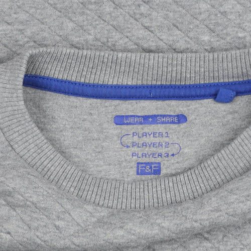 F&F Boys Grey Quilted Crew Neck Pullover Sweatshirt 11-12 Years