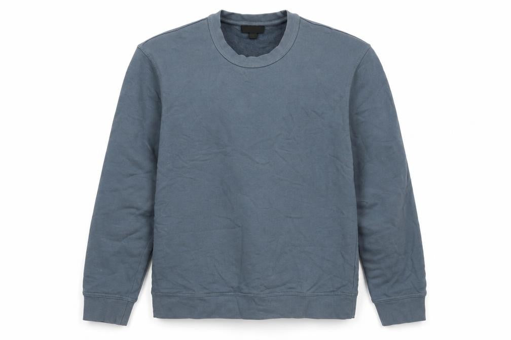 Front view of COS Women Blue Cotton Crew Neck Pullover Sweatshirt M