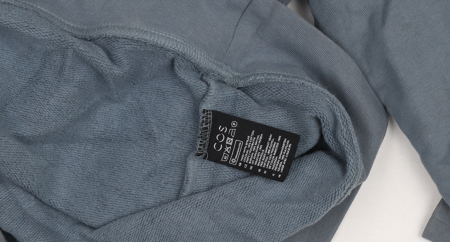 COS Women Blue Cotton Crew Neck Pullover Sweatshirt M