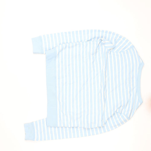 Jack Wills Women Blue Striped Cotton Crew Neck Pullover Sweatshirt Size M