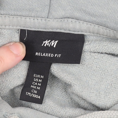 H&M Men’s Grey Relaxed Fit Pullover Hoodie Size M
