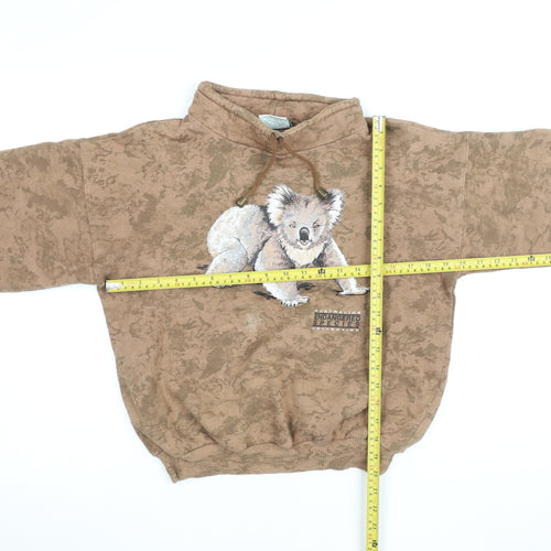 Aussie Themes Girls Brown Koala Print Pullover Hoodie Size 14