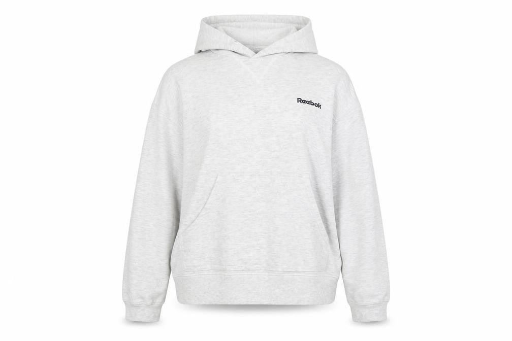 Front view of Reebok Essentials Women Grey, size 14, Pullover Hoodie Sweatshirt