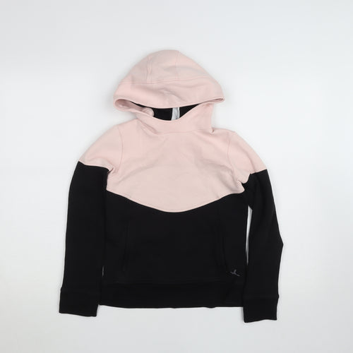 Decathlon Teens Pink & Black Pullover Hoodie 10-11 Years Colourblock