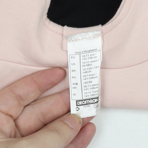 Decathlon Teens Pink & Black Pullover Hoodie 10-11 Years Colourblock
