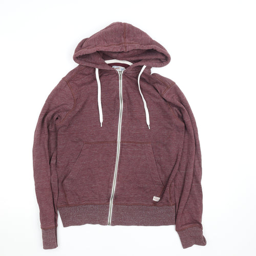 Jack & Jones Womens Burgundy Full Zip Hoodie Size S Cotton Blend