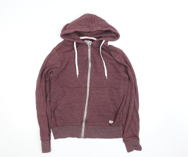 Jack & Jones Womens Burgundy Full Zip Hoodie Size S Cotton Blend