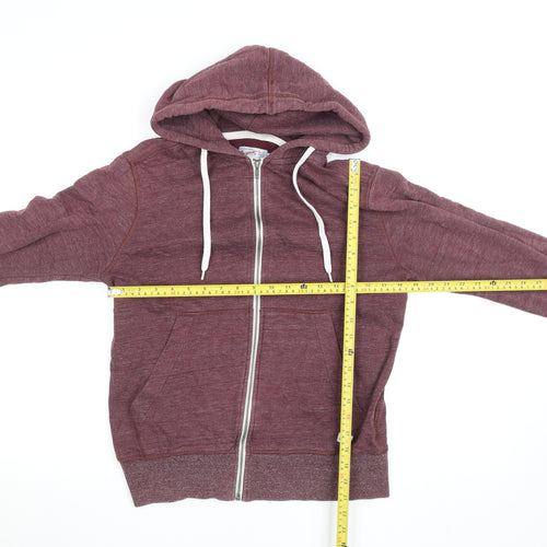Jack & Jones Womens Burgundy Full Zip Hoodie Size S Cotton Blend