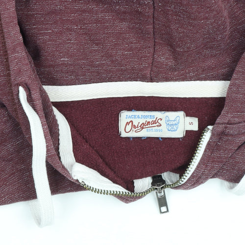 Jack & Jones Womens Burgundy Full Zip Hoodie Size S Cotton Blend