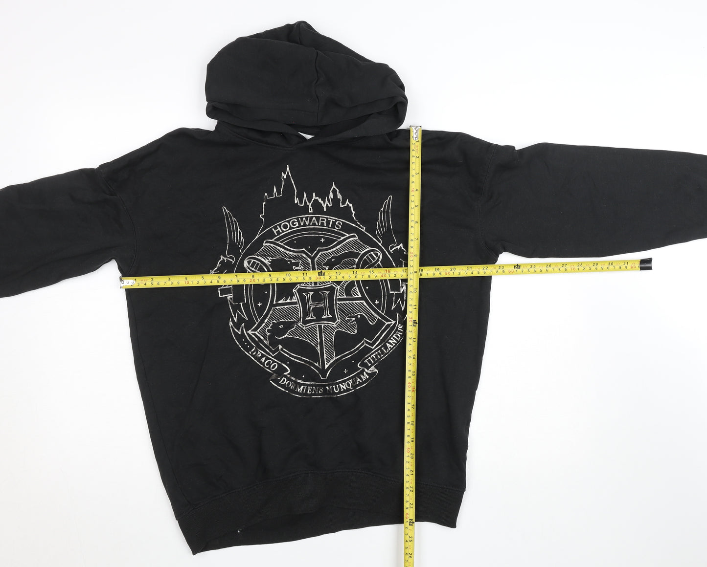 H&M Boys Black Harry Potter Hogwarts Pullover Hoodie 14 Years