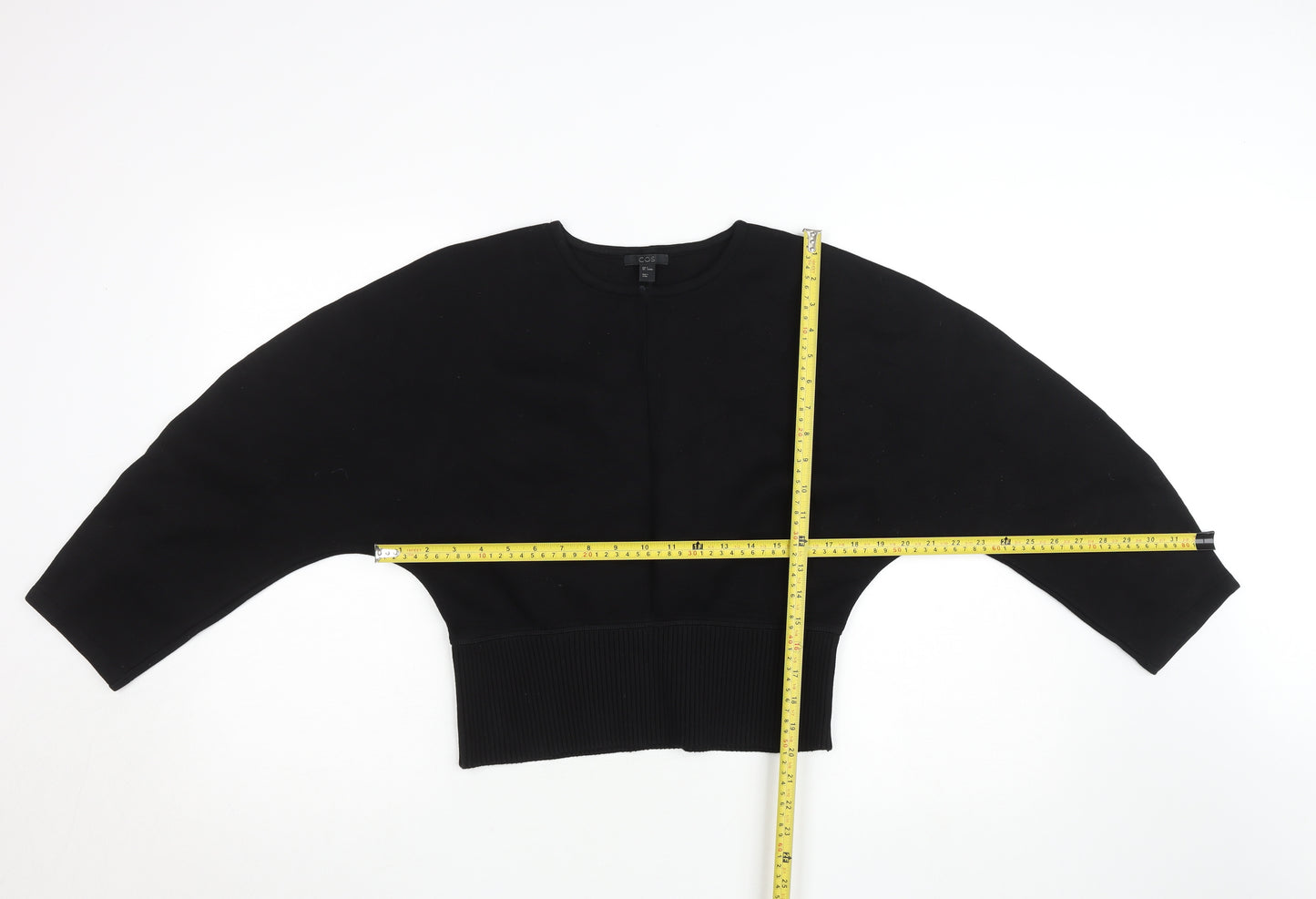 COS Women Black Relaxed Fit Dolman Sleeve Viscose Top Size S