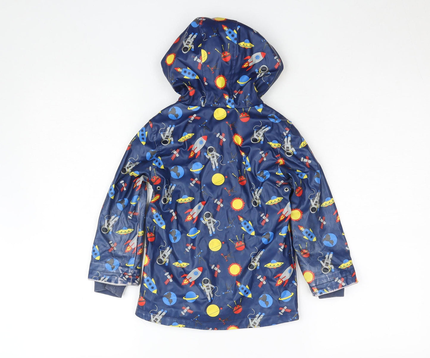 Lily & Dan Boys Blue Space Print Waterproof Hooded Rain Coat 3-4 Years