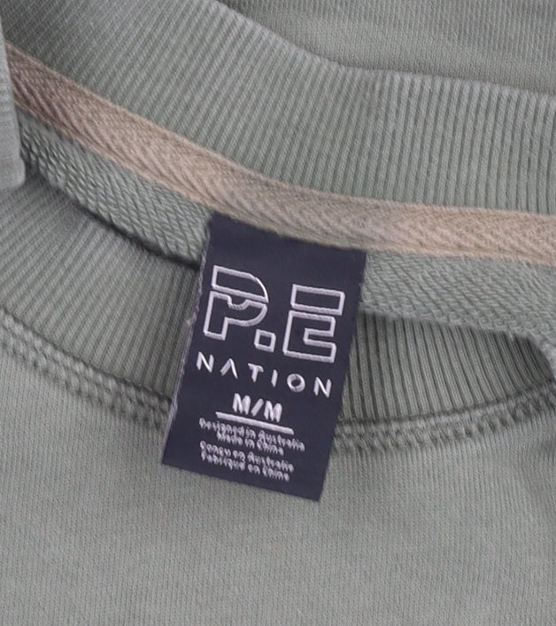 P.E Nation Womens Green Crew Neck Pullover Sweatshirt Size M Cotton