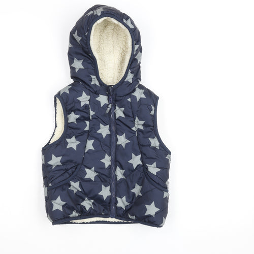 Marks and Spencer Girls Blue Star Hooded Puffer Gilet 4-5 Years