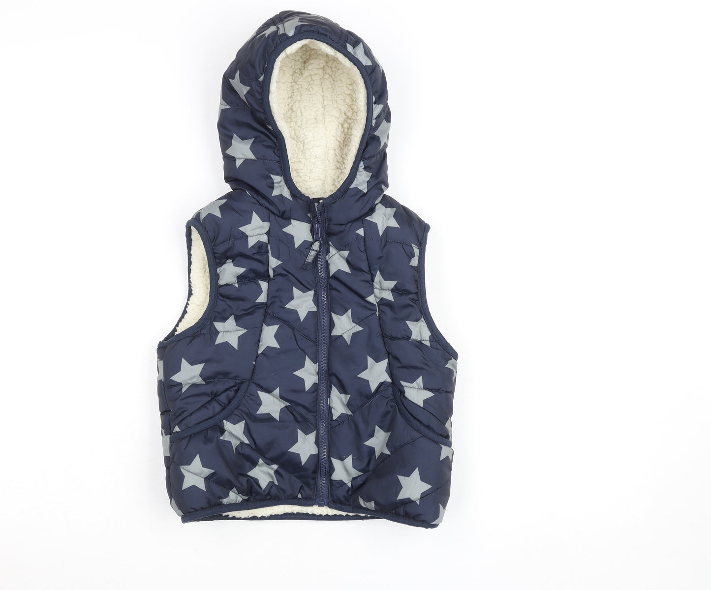 Marks and Spencer Girls Blue Star Hooded Puffer Gilet 4-5 Years