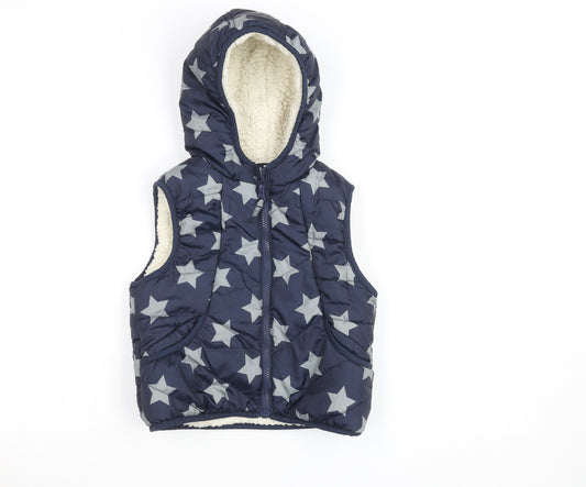 Marks and Spencer Girls Blue Star Hooded Puffer Gilet 4-5 Years