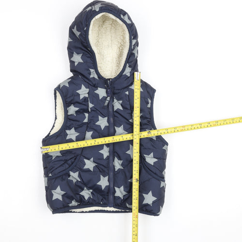 Marks and Spencer Girls Blue Star Hooded Puffer Gilet 4-5 Years