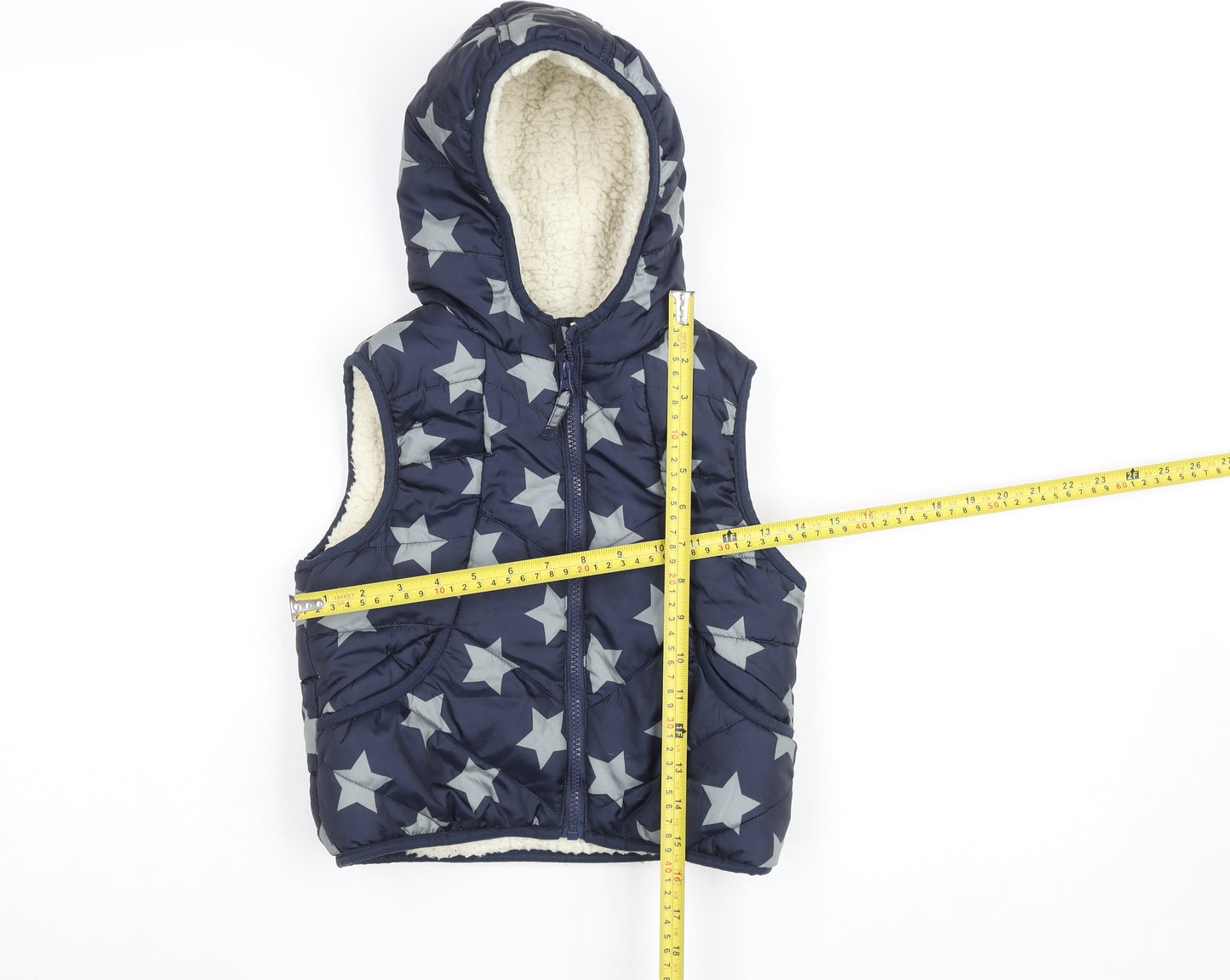Marks and Spencer Girls Blue Star Hooded Puffer Gilet 4-5 Years