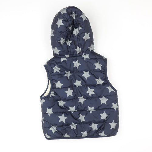 Marks and Spencer Girls Blue Star Hooded Puffer Gilet 4-5 Years