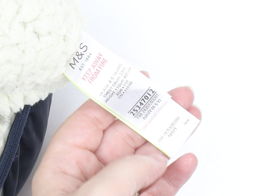 Marks and Spencer Girls Blue Star Hooded Puffer Gilet 4-5 Years