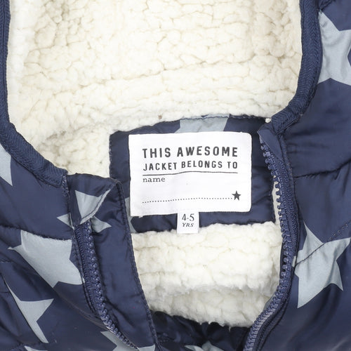 Marks and Spencer Girls Blue Star Hooded Puffer Gilet 4-5 Years