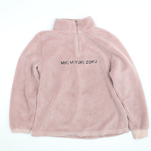 MKI Miyuki Zoku Pink Fleece 1/2 Zip Sweatshirt Women L