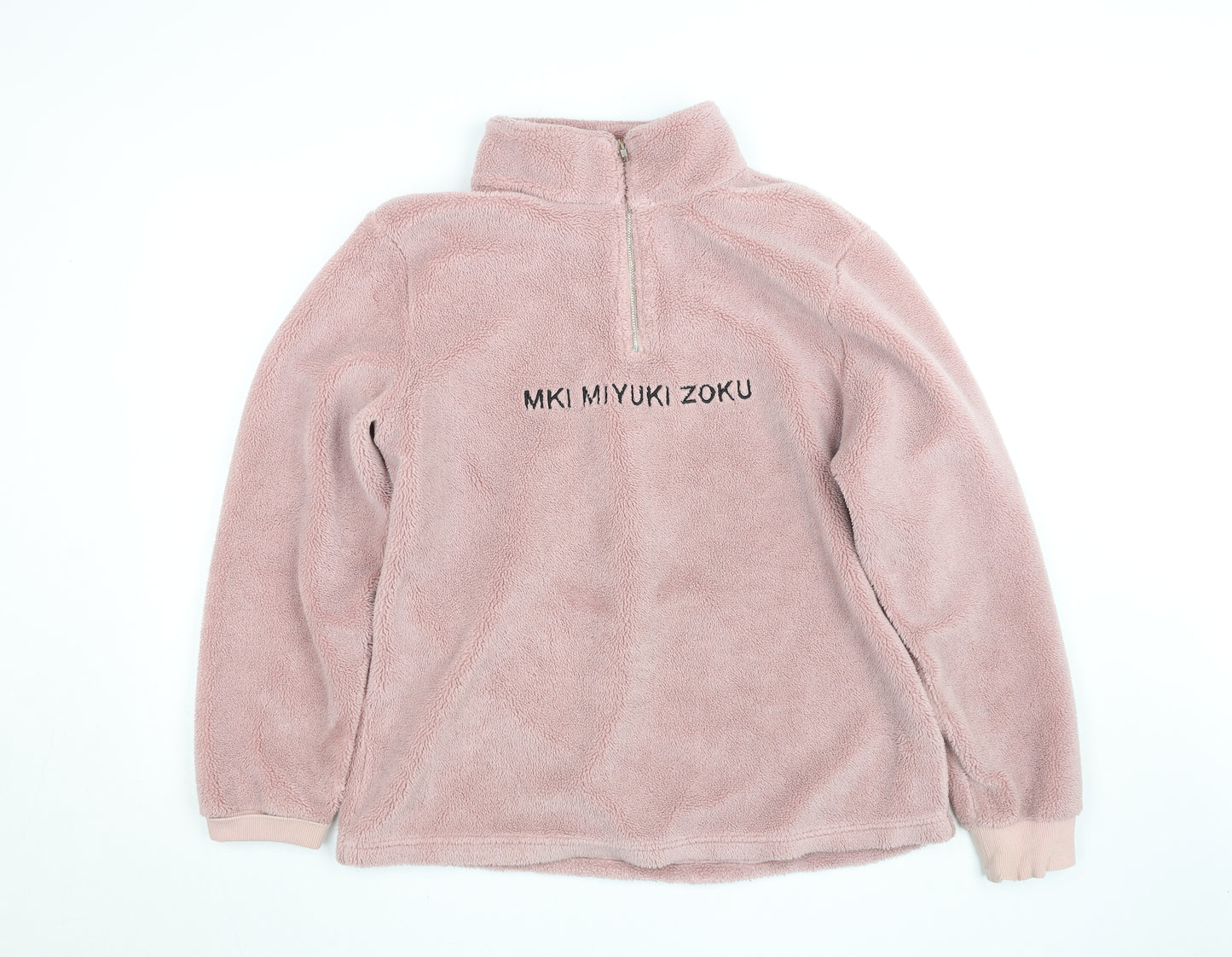 MKI Miyuki Zoku Pink Fleece 1/2 Zip Sweatshirt Women L