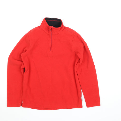 Quechua Boys Red Fleece Basic Jacket 12 Years 1/4 Zip Hiking Top