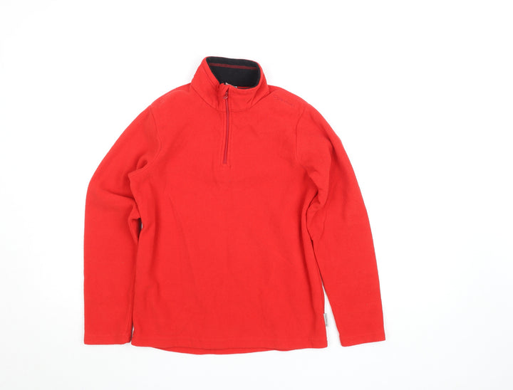 Quechua Boys Red Fleece Basic Jacket 12 Years 1/4 Zip Hiking Top