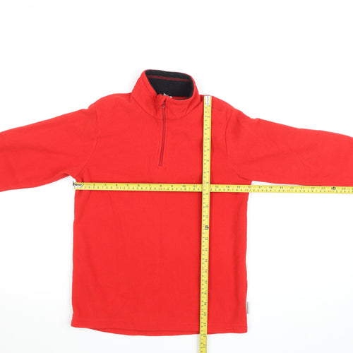 Quechua Boys Red Fleece Basic Jacket 12 Years 1/4 Zip Hiking Top