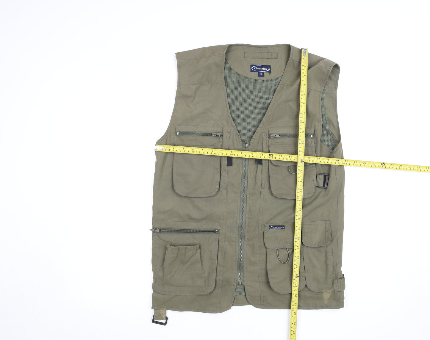Champion Men’s Green Cotton Multi-Pocket Utility Waistcoat Size S