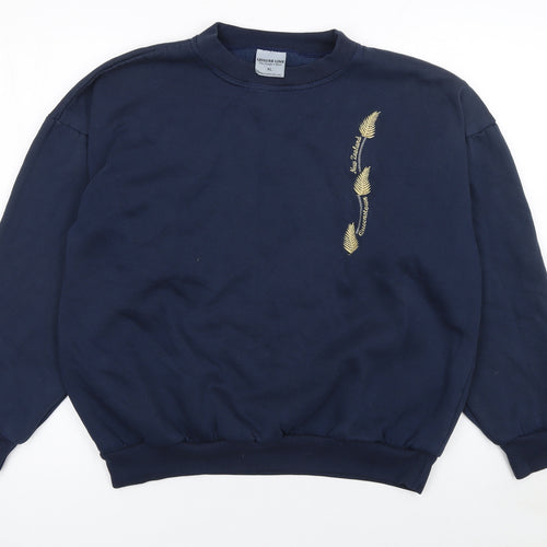 Leisure Line Women's Navy Blue Embroidered Pullover Sweatshirt XL